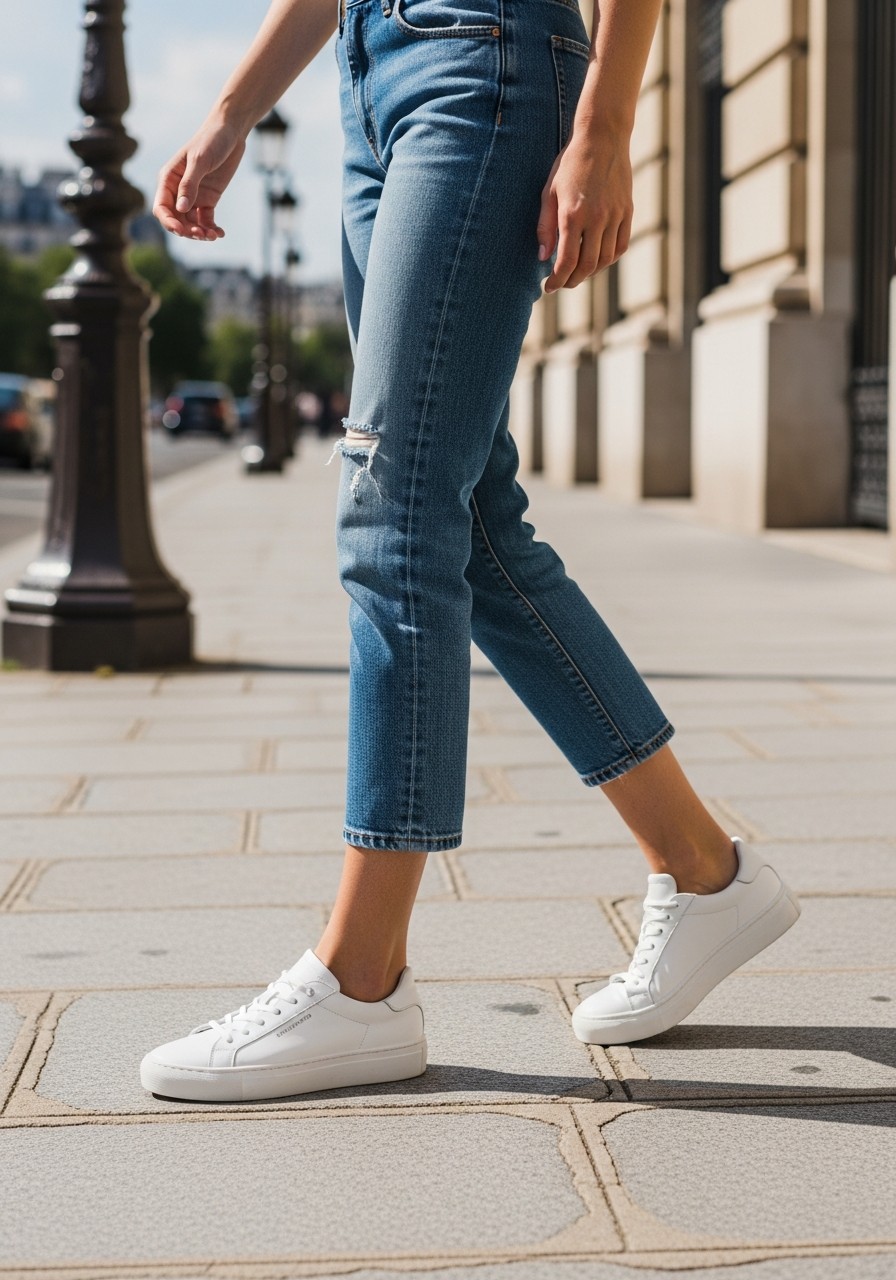 2. Les baskets blanches : le casual chic par excellence
