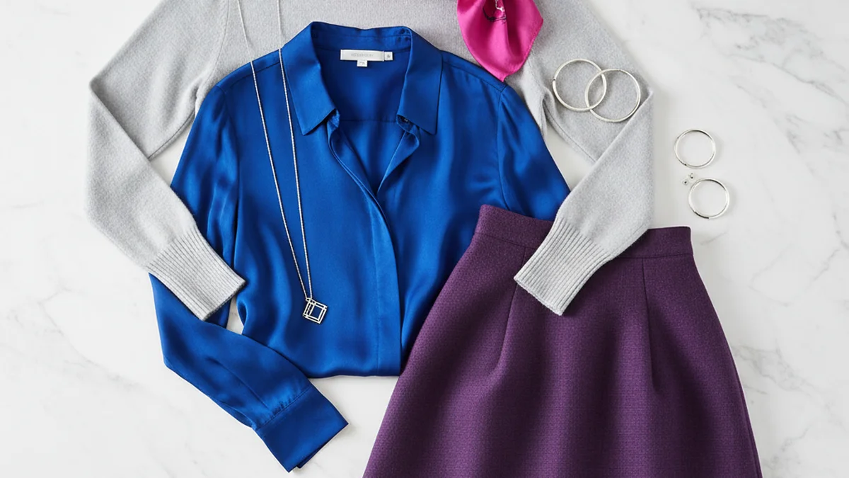 Palette de couleurs froides pour teints froids : bleu cobalt prune gris argenté