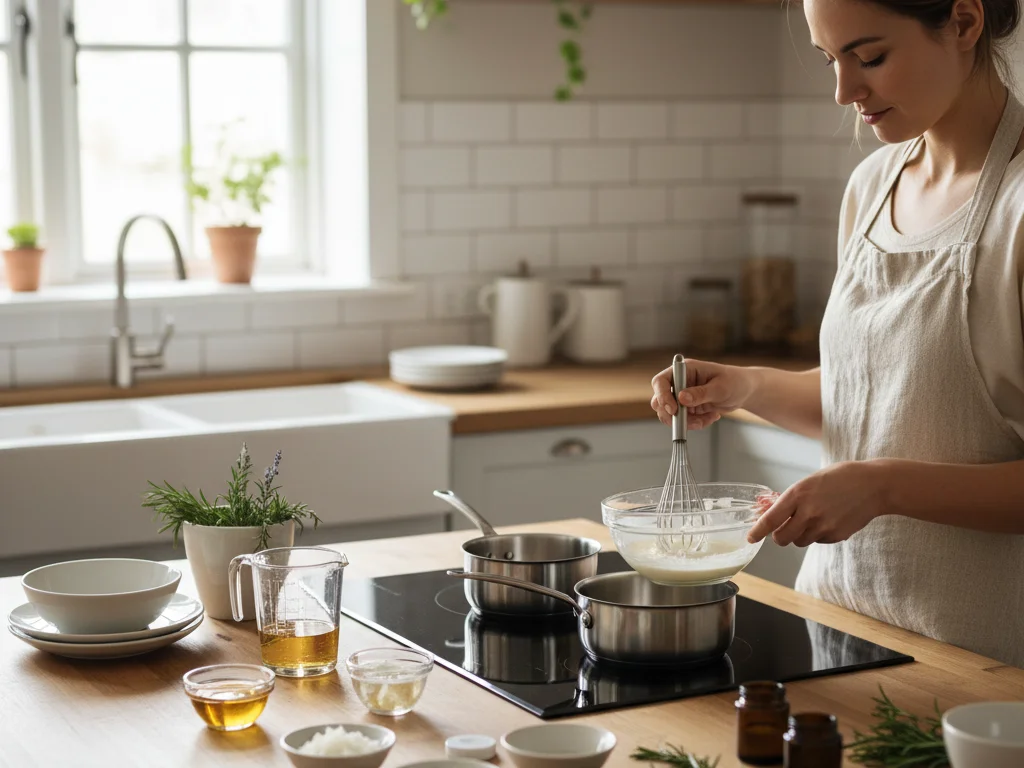 Fabrication de crème visage maison au bain-marie