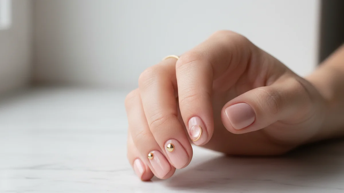 Nail art 3D minimaliste avec petits éléments en relief