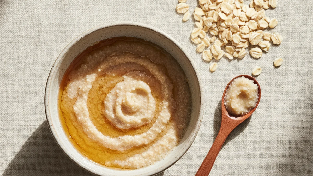 Gommage maison au miel et flocons d'avoine, soin apaisant et délicat