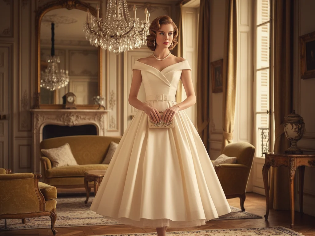 Robe de haute couture silhouette New Look inspirée Dior