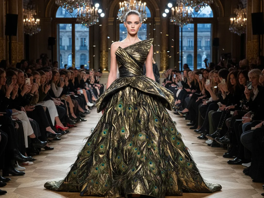Défilé de haute couture dans un lieu parisien prestigieux