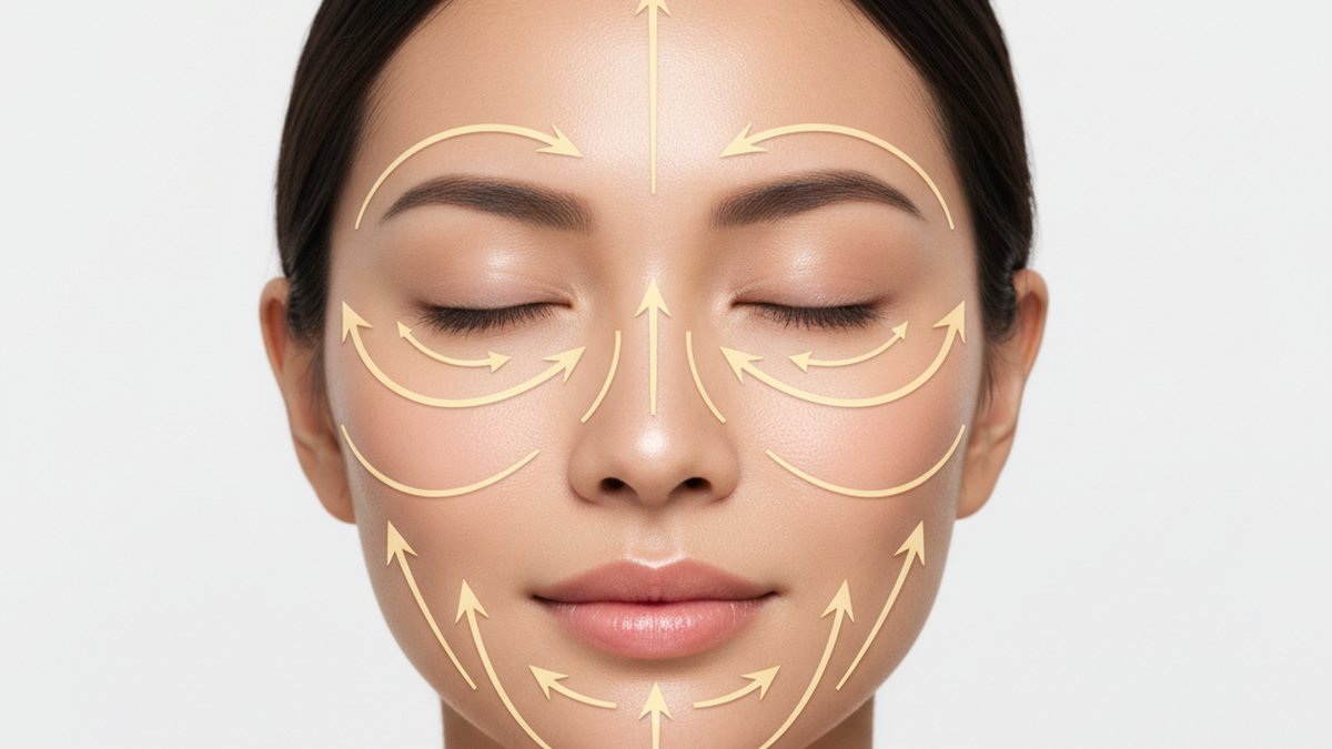 Les mouvements de massage facial suivent le sens naturel de la circulation lymphatique