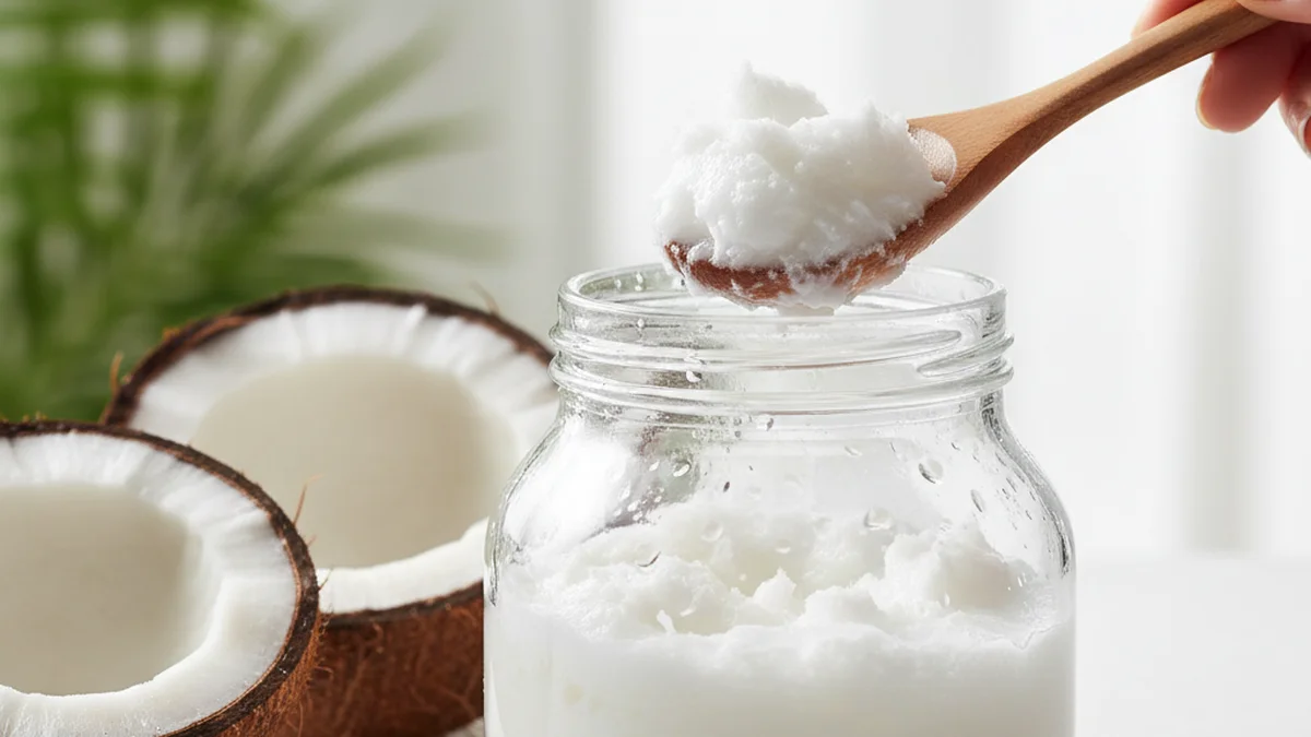 Masque capillaire à l'huile de coco applique sur les longueurs