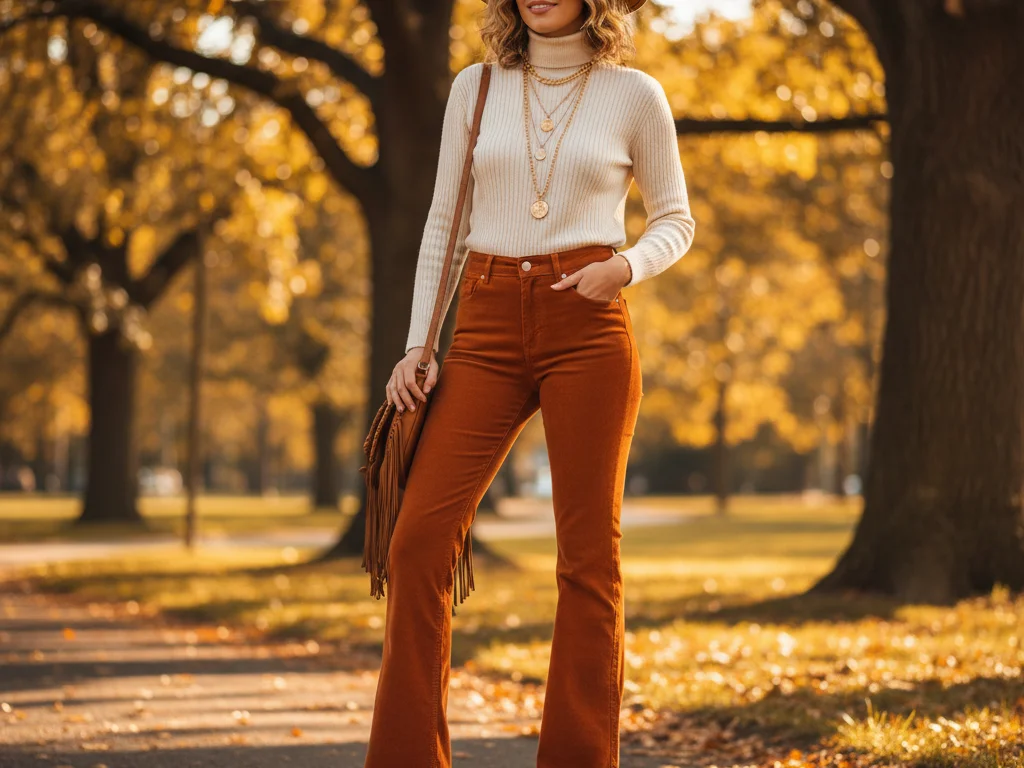 Style années 70 avec pantalon patte d'éléphant