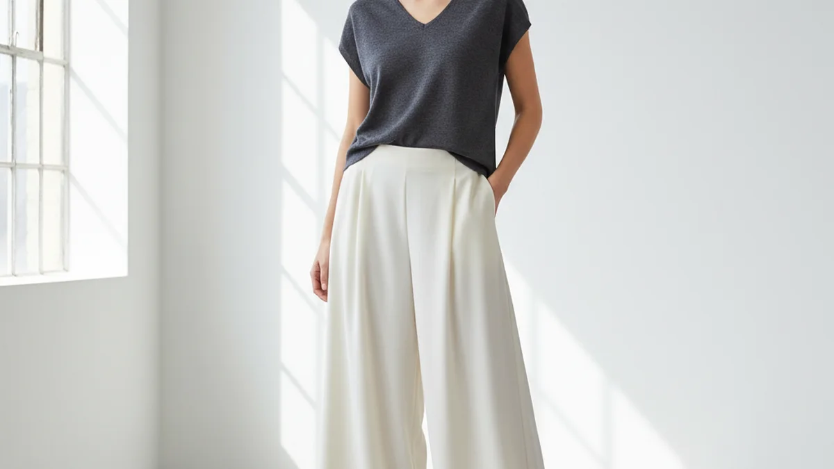 Silhouette morphologie en V avec épaules larges et hanches étroites