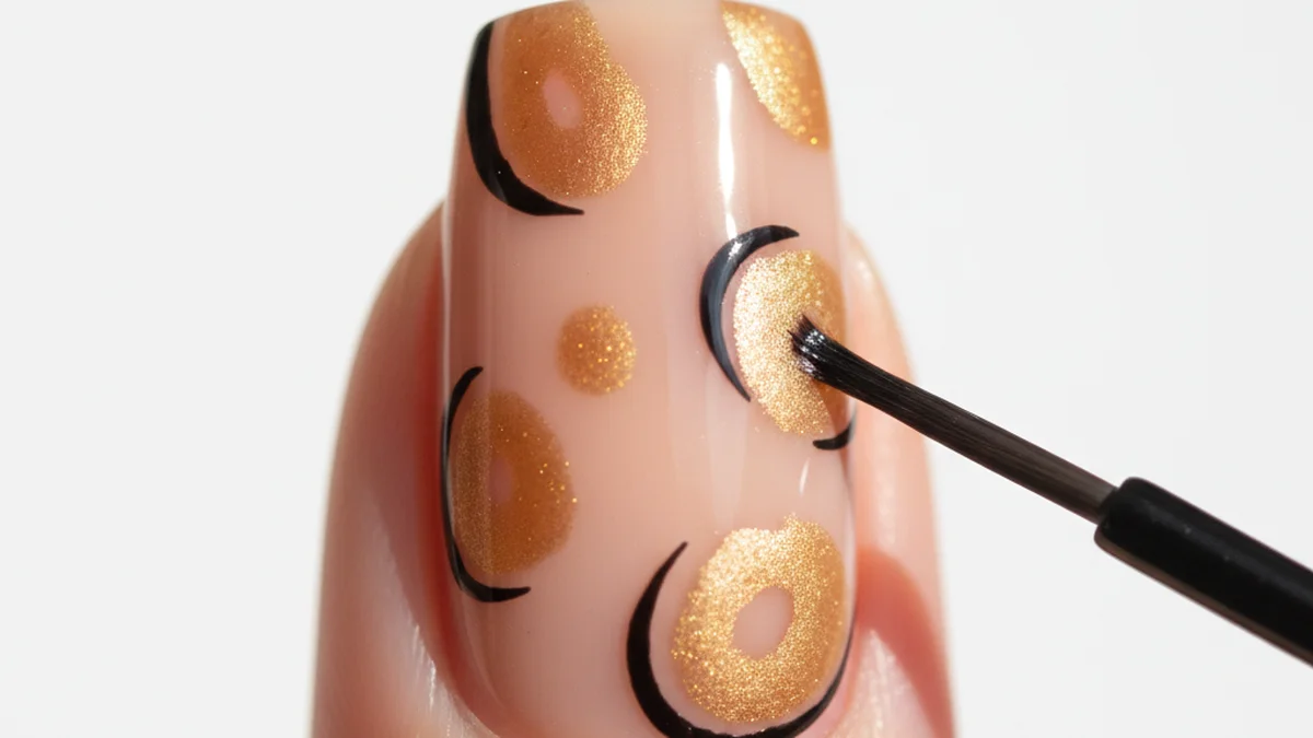 Contours noirs en arcs incomplets autour des taches