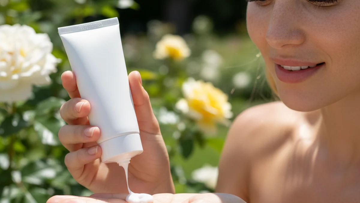 Application de creme solaire minerale sur le visage