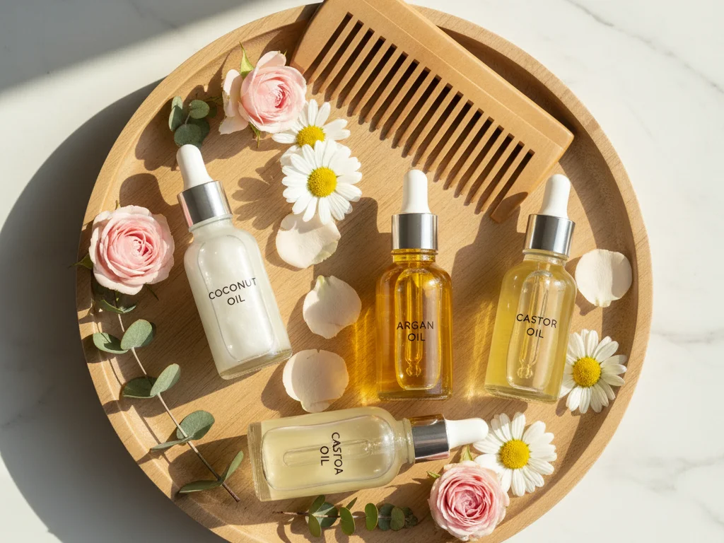 Huiles naturelles pour soins capillaires