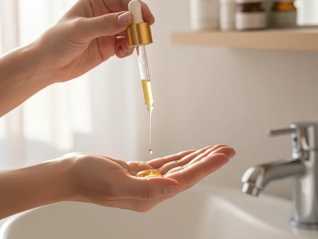 Application d'huile végétale sur le visage