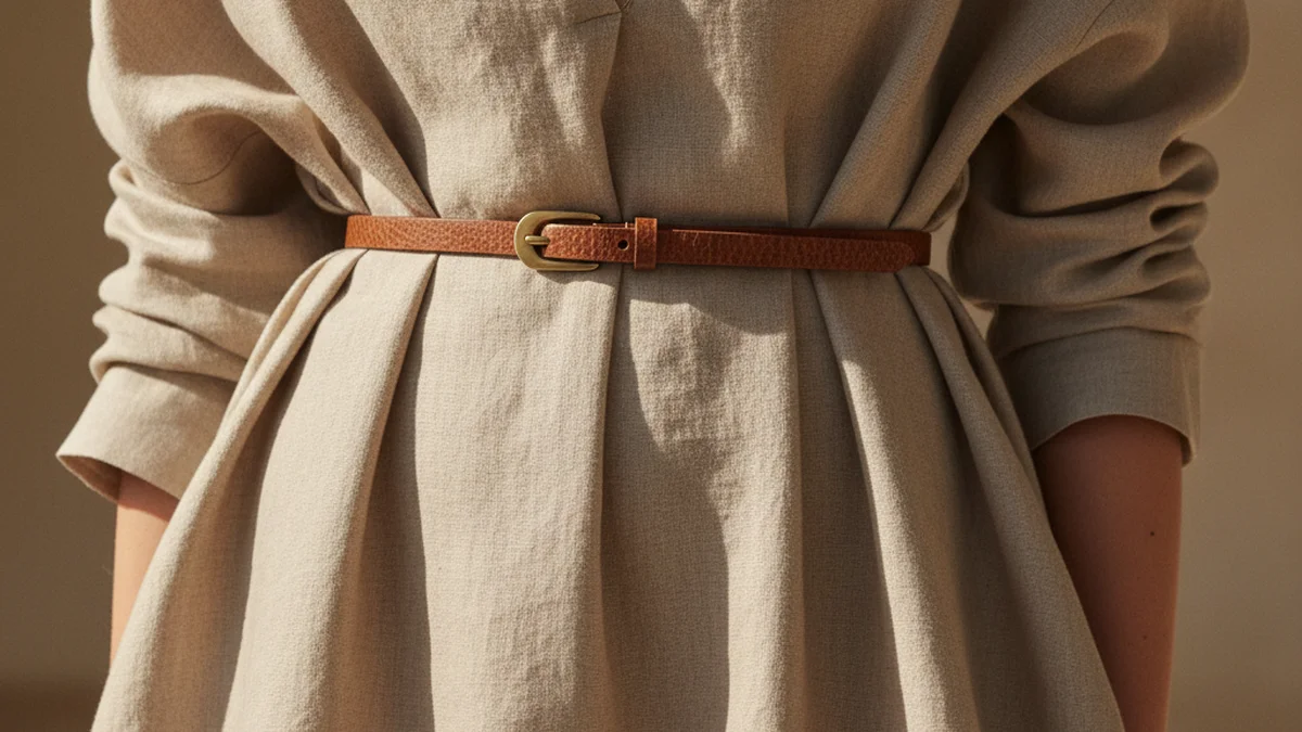 Ceinture en cuir marquant la taille d'une robe ample