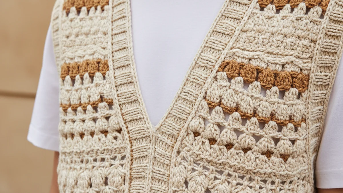 Pièce en crochet artisanal, texture et savoir-faire en vedette