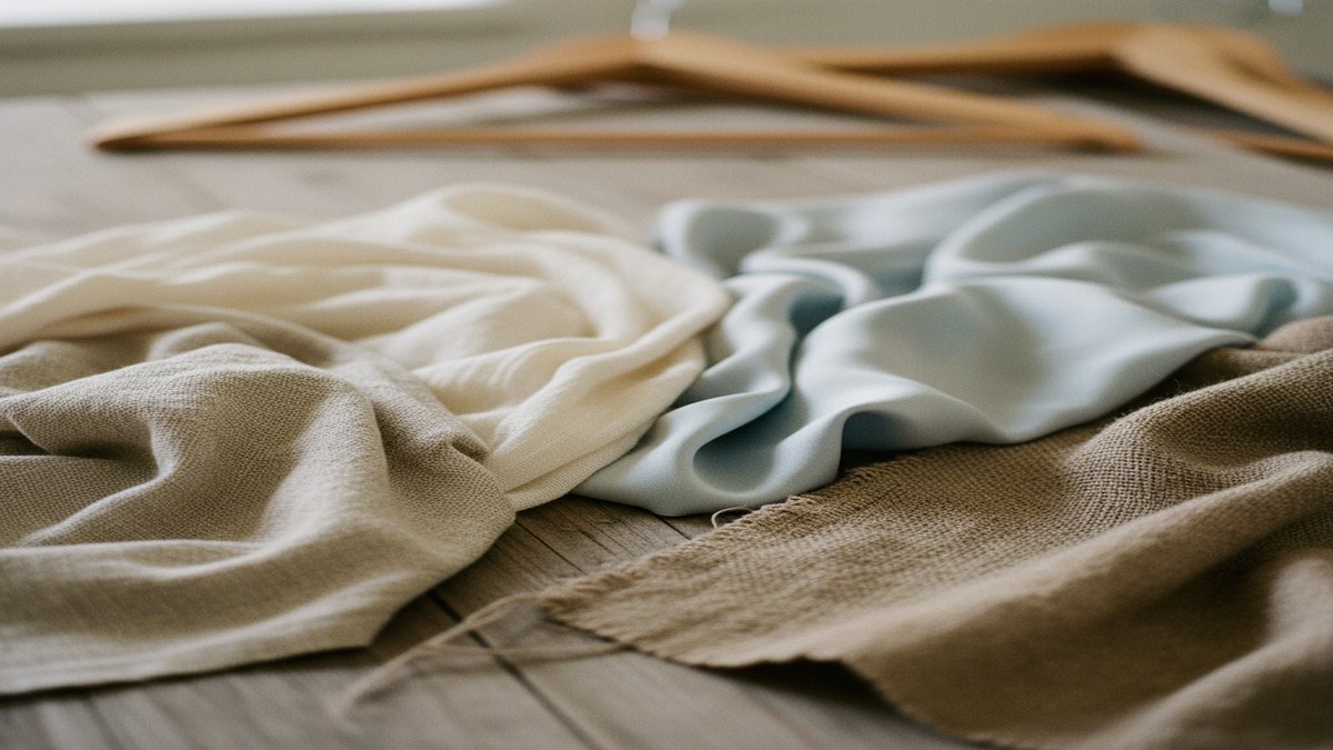 Gros plan sur des tissus naturels durables : lin, coton biologique et tencel