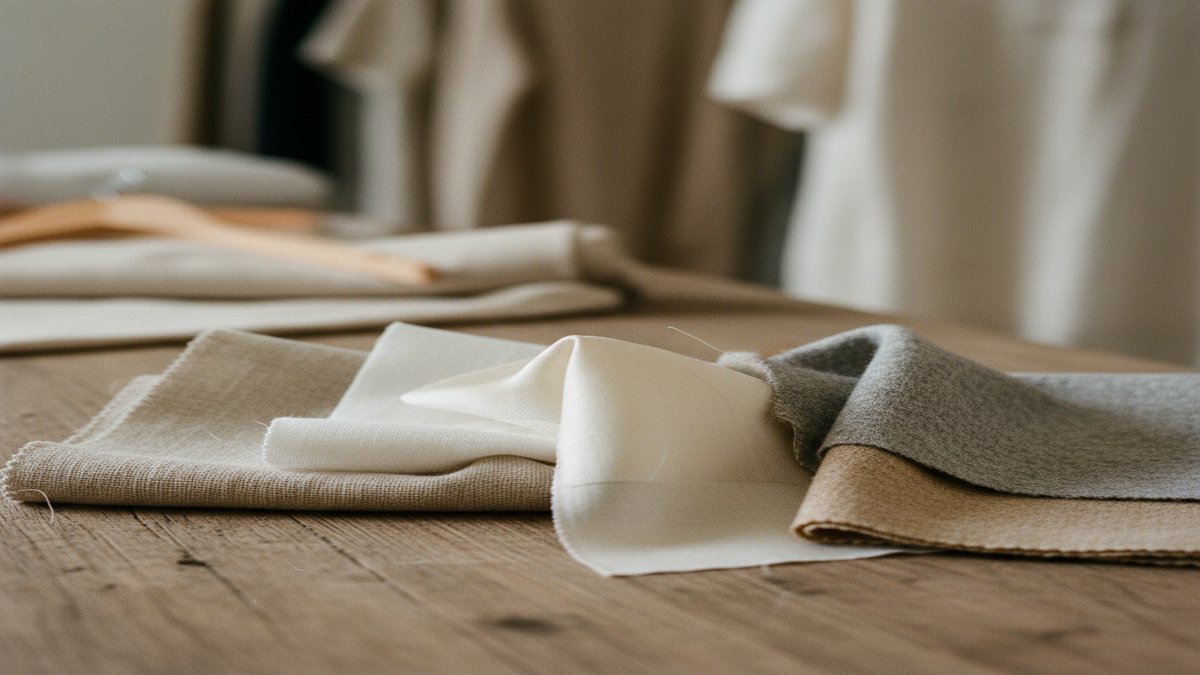 Echantillons de tissus naturels : lin, coton, soie et laine