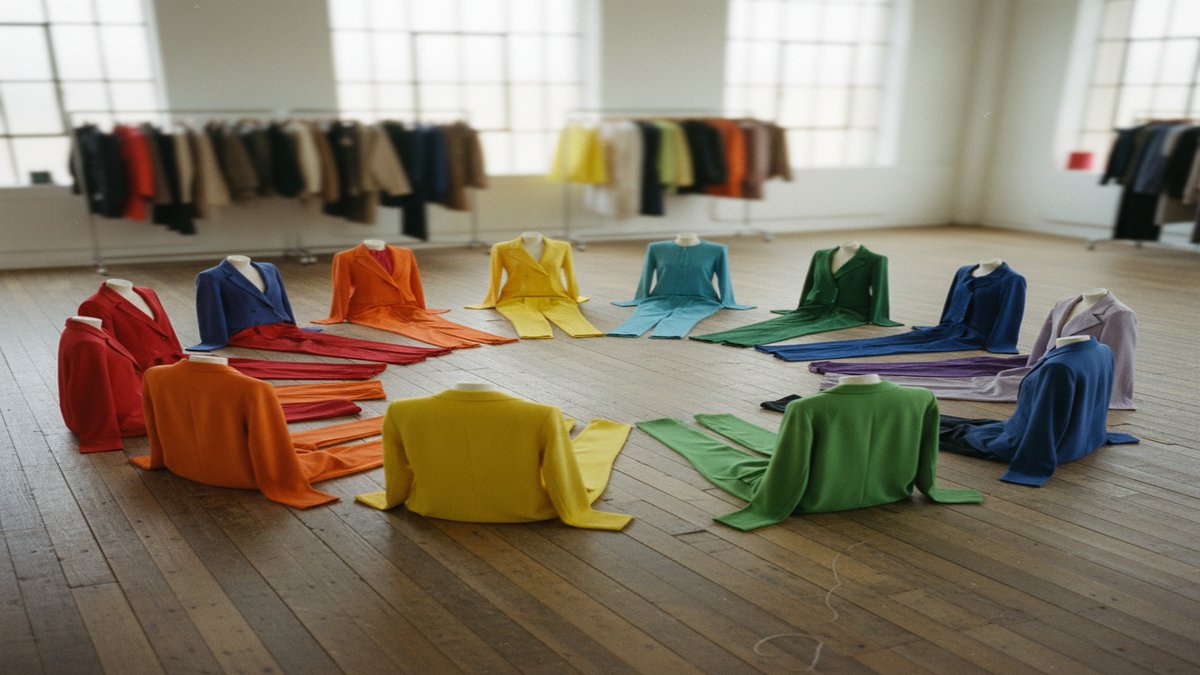 Cercle chromatique avec des exemples de tenues coordonnees