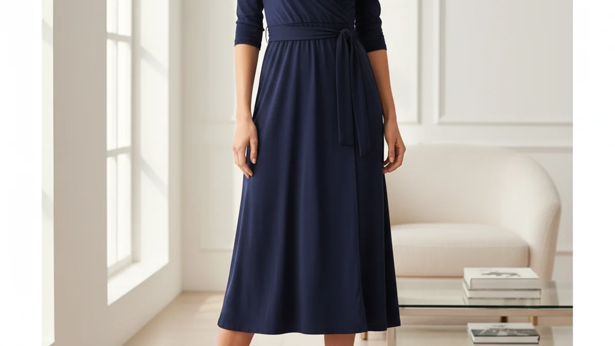 Robe portefeuille en jersey mat, coupe flatteuse et élégante