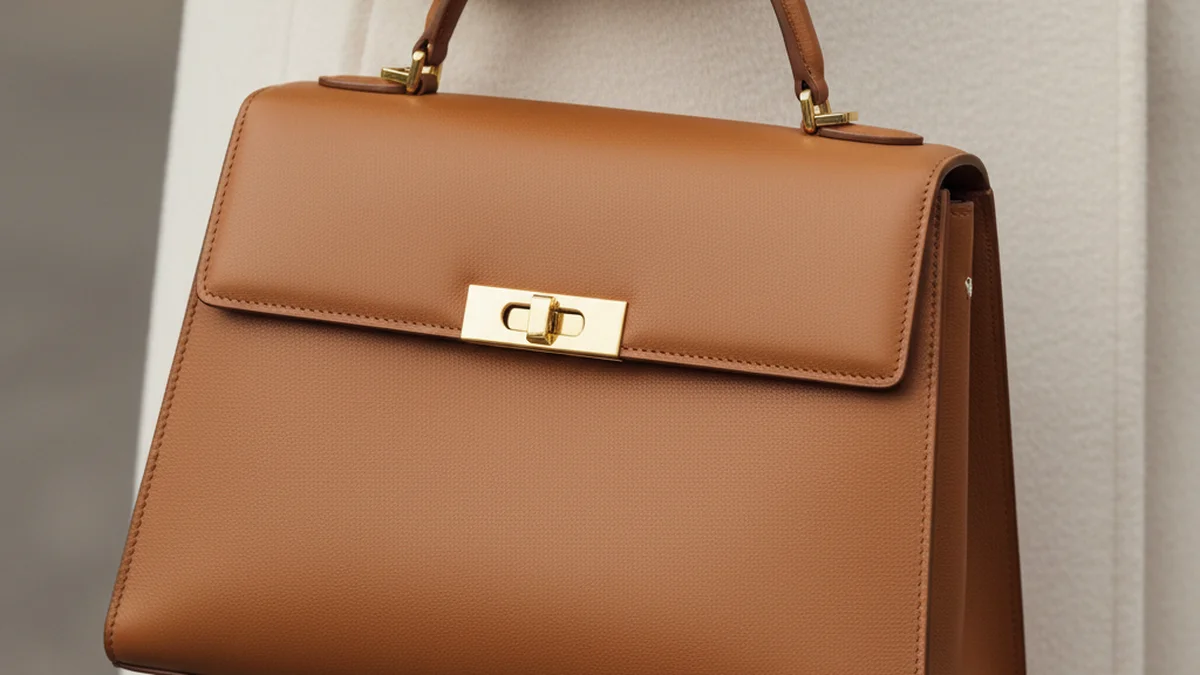 Sac en cuir structuré cognac avec fermoir doré