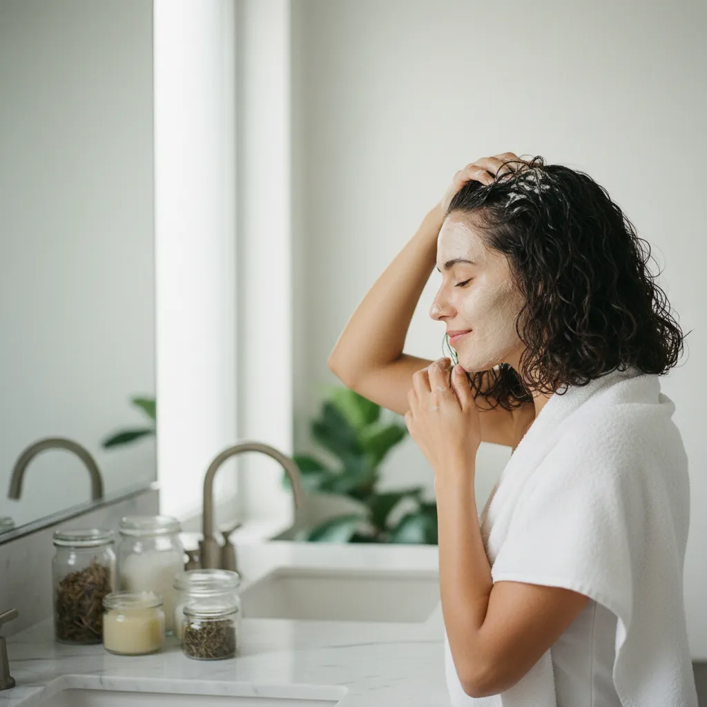 L'application d'un masque maison est un geste clé de la routine bouclée naturelle