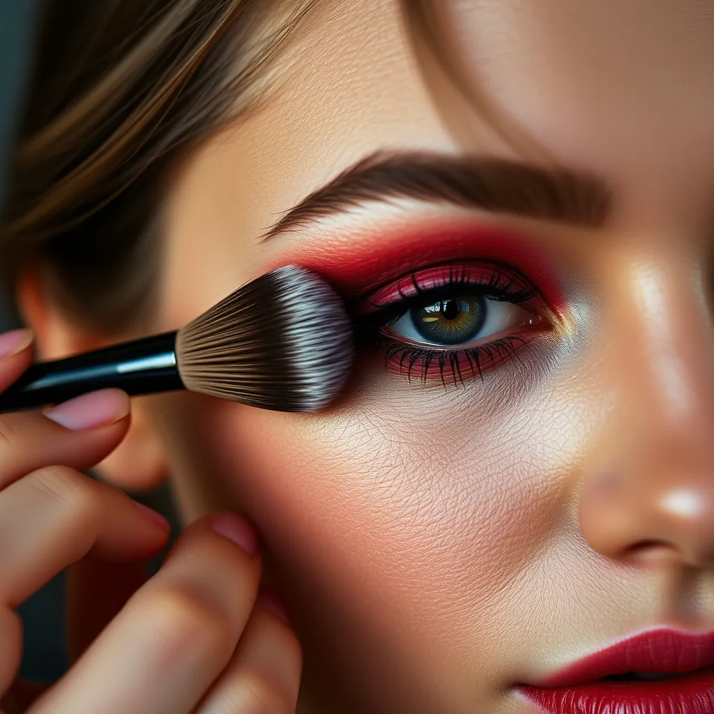 Application du smoky eyes rouge étape par étape pour un look de diablesse réussi