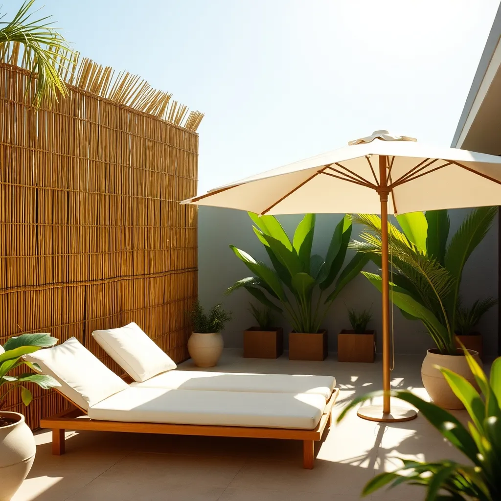 Un brise-vue en bambou transforme une terrasse en espace de bronzage privé et discret