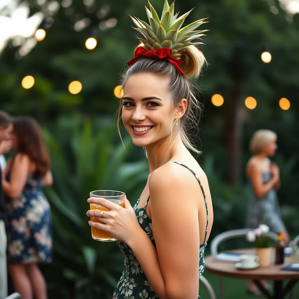 La queue d'ananas accessoirisée d'un ruban en velours pour une garden party estivale