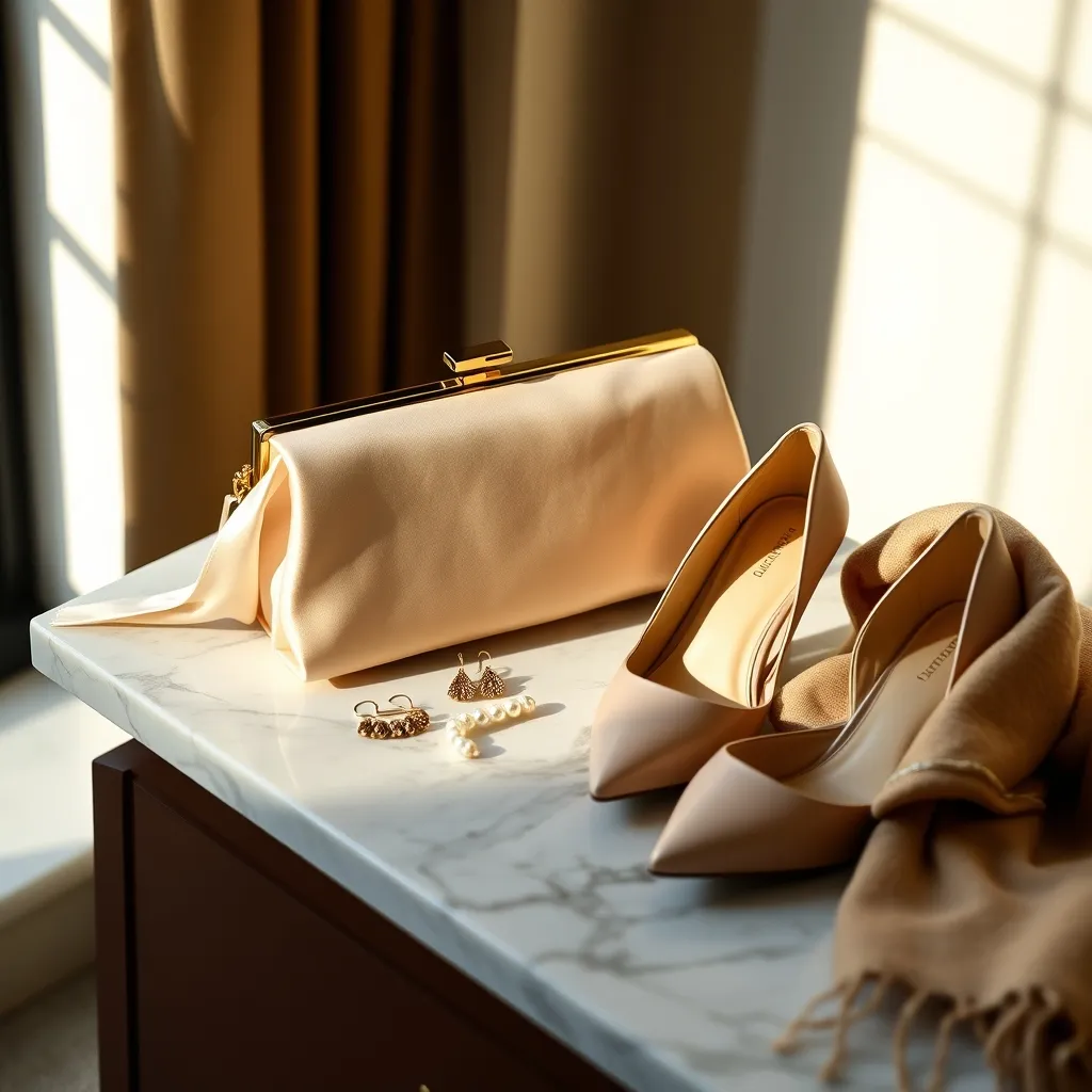 Pochette, bijoux discrets et escarpins confortables forment le trio d'accessoires indispensable