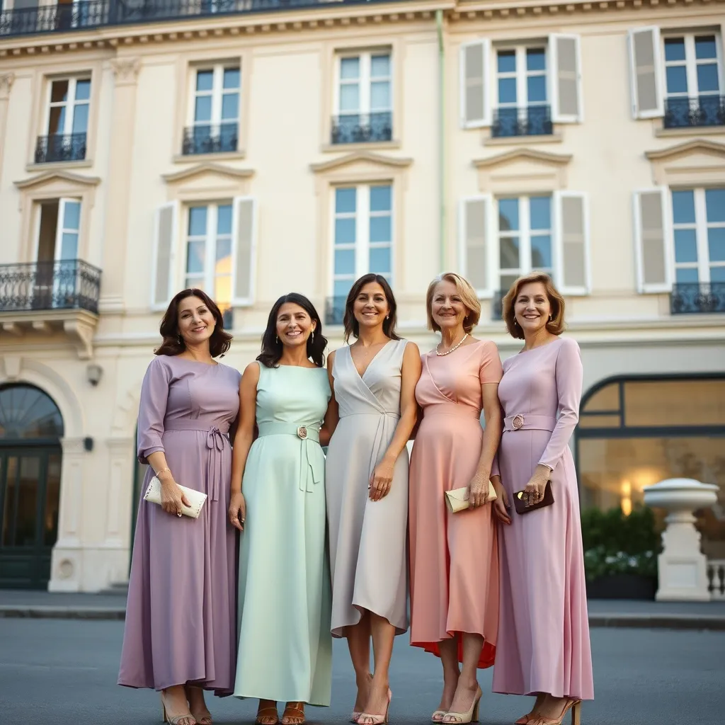 Trois silhouettes différentes sublimées par des robes midi en tons pastel pour une cérémonie civile