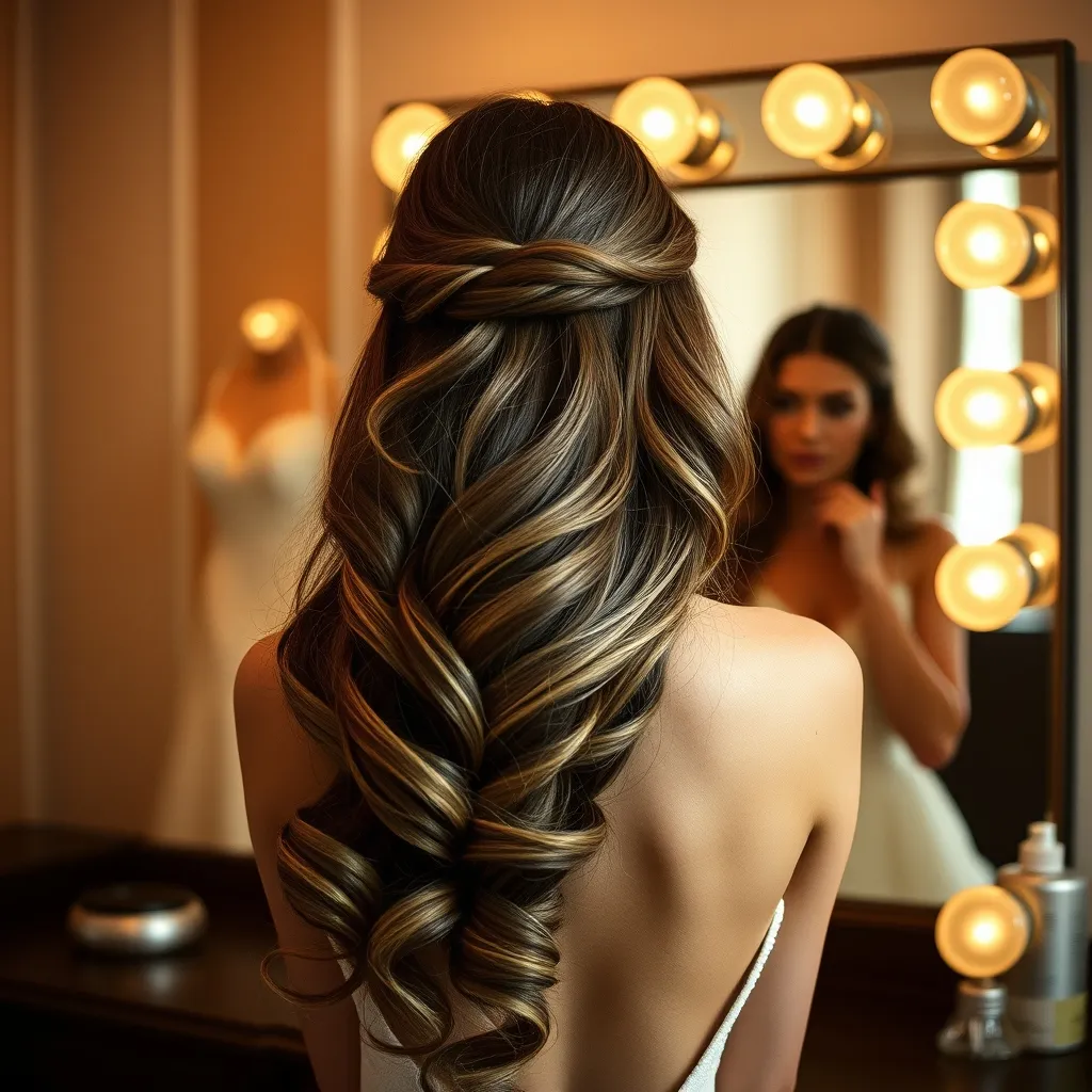 Extensions coiffées en ondulations glamour pour une soirée de gala ou un mariage