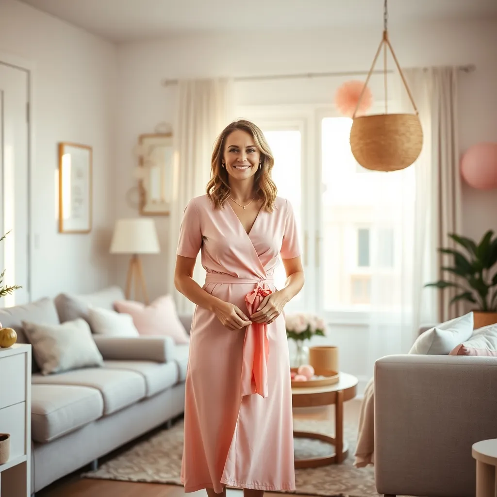 Robe portefeuille rose poudré : le choix idéal pour une invitée de baby shower