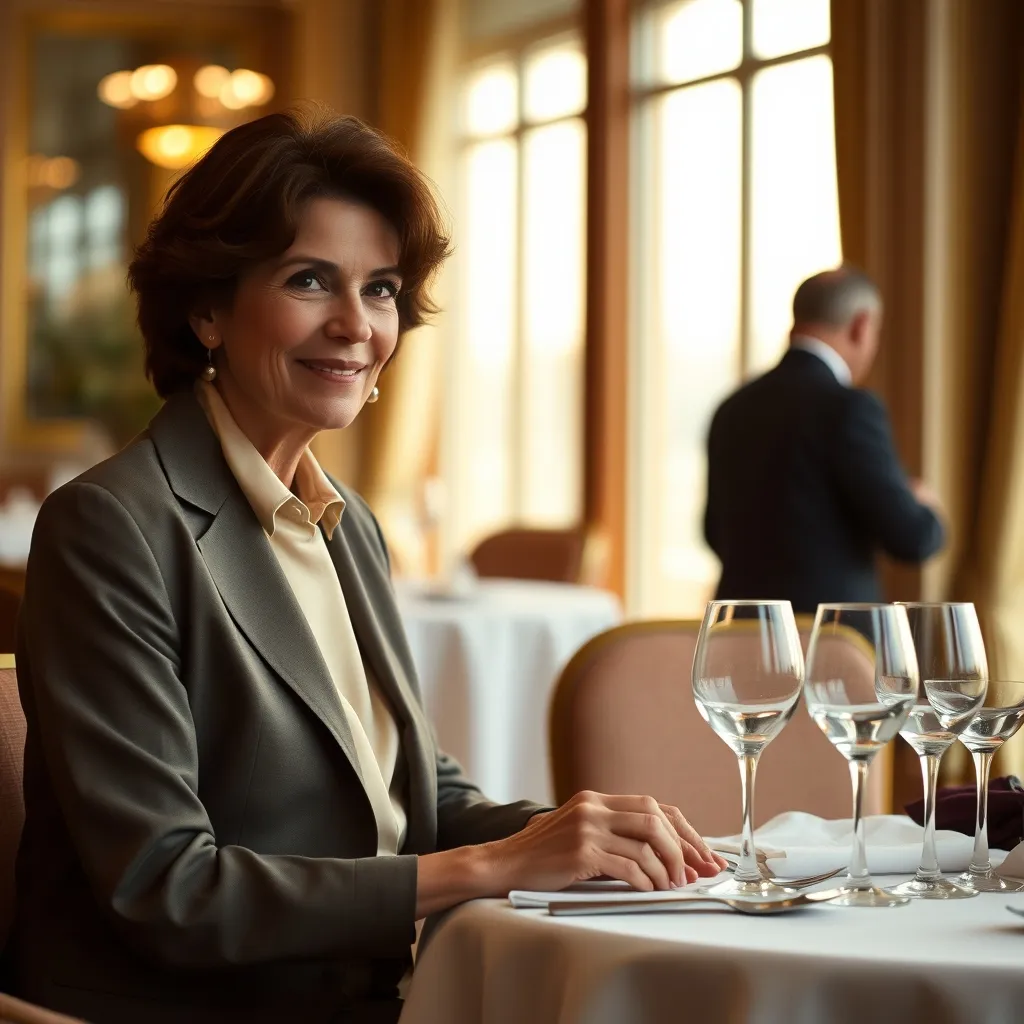 Après 50 ans, un blazer structuré et des matières nobles subliment le look brunch