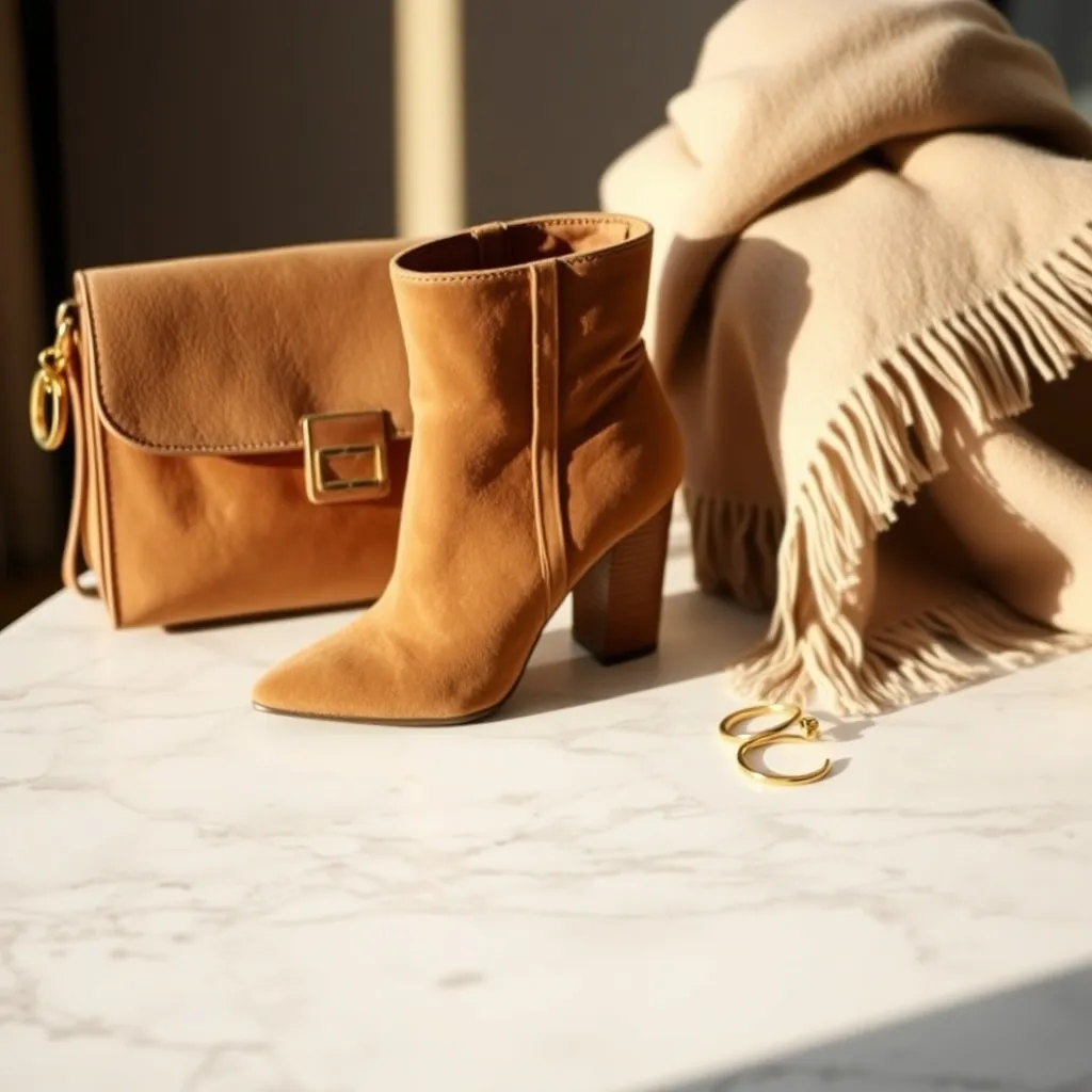 Accessoires essentiels pour une invitée de mariage en hiver : bottines, pochette et bijoux dorés