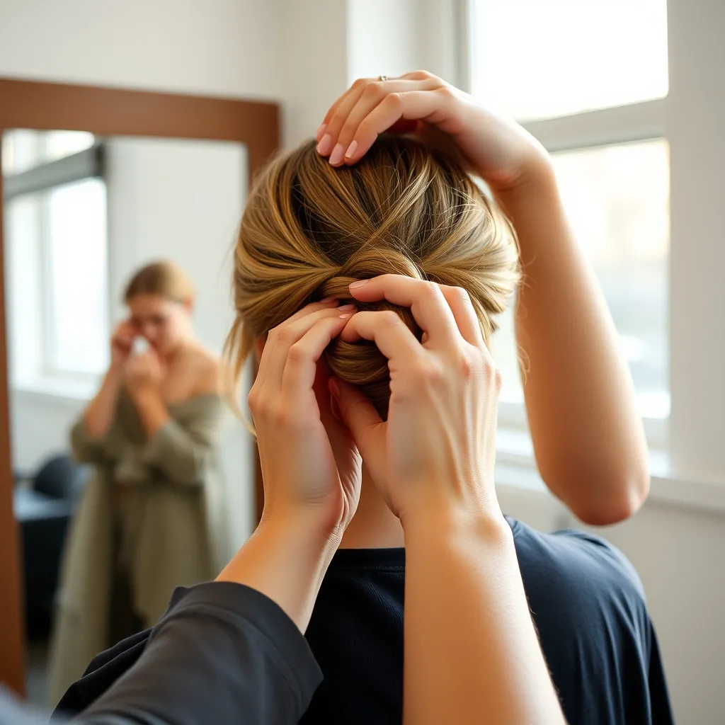 Réalisation pas à pas d'un chignon bas bohème avec la technique de torsade